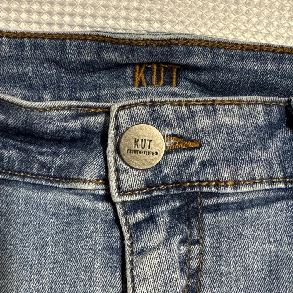 Kut From The Kloth High Rise Crop Straight Leg Jeans Light Distressed Wash Sz 10 - Picture 4 of 16
